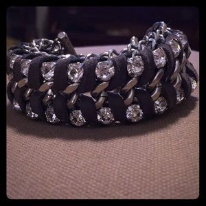 Premier Designs Rhinestone and Leather Bracelet